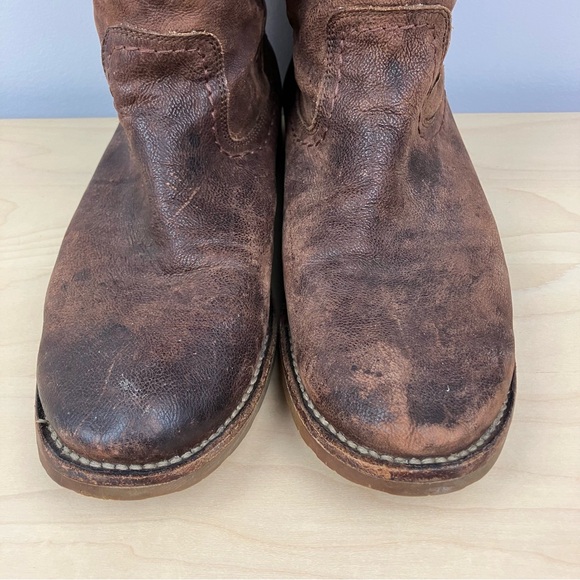 Frye Women’s Size 11.0 B Celia x Stitch Tall Brown Leather Riding Boots Pull On - Picture 5 of 15